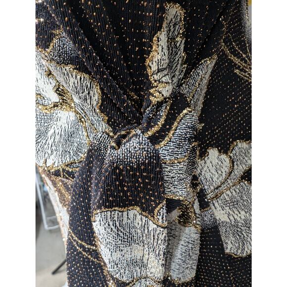 Signature by Robbie Bee Metallic Floral Black Gold Silver Dress 2X NWT - Picture 3 of 9